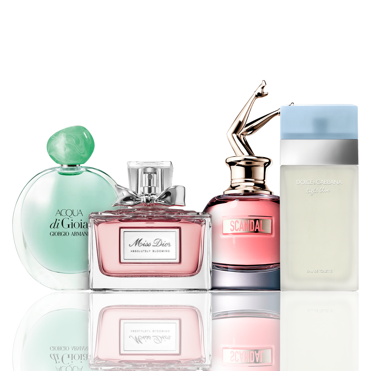 Set di 4 profumi | Acqua di Gioia, Light Blue, Scandal, Miss Dior 100 ml
