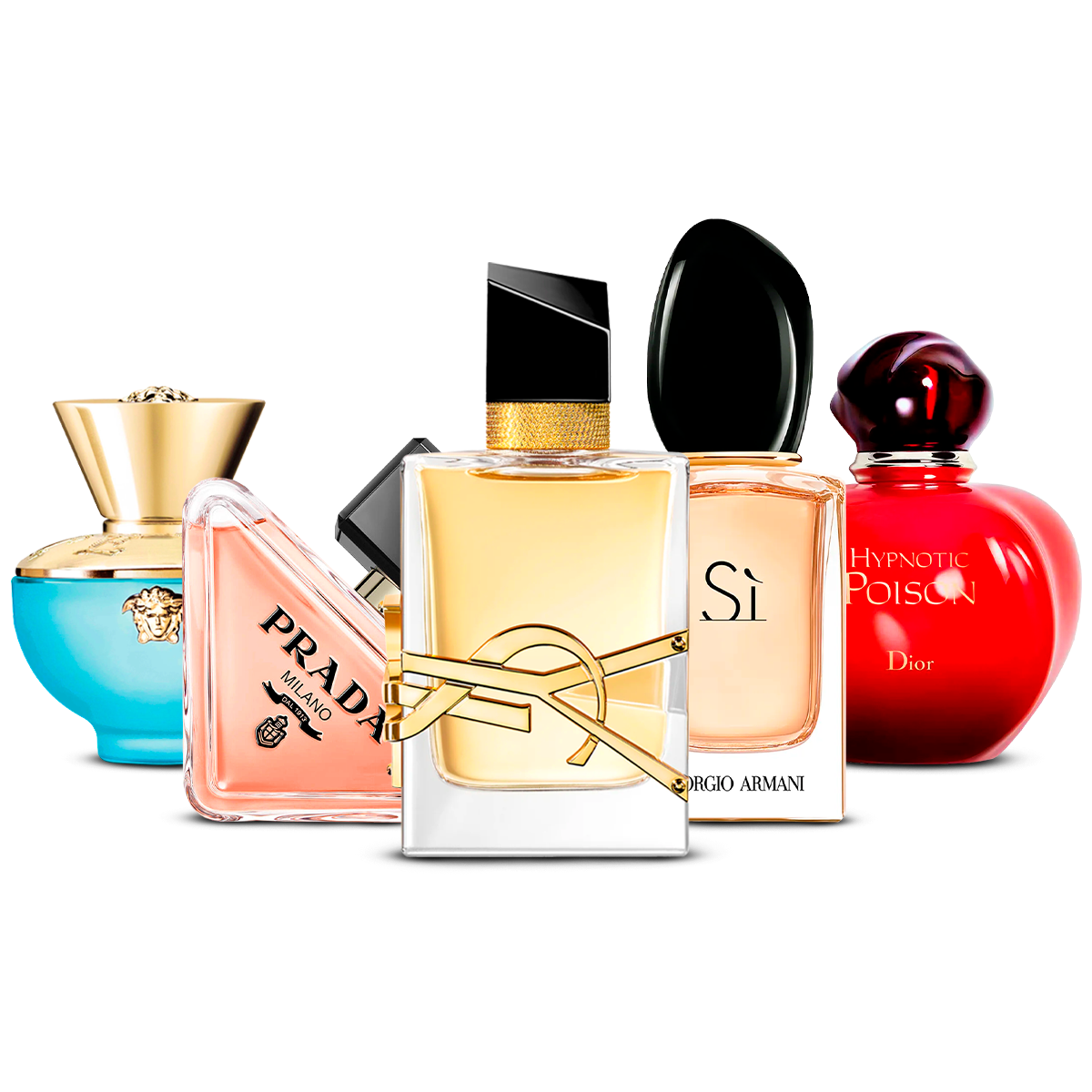 Set di 5 profumi – Versace Dylan Turquoise, Prada Paradoxe, Yves Saint Laurent Libre, Giorgio Armani Sì i Dior Hypnotic Poison